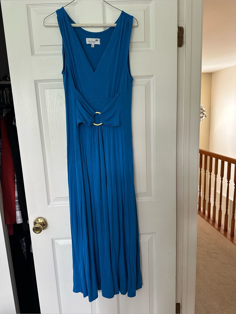 Completely Me by Liz Lange Sleeveless Teal-Blue Maxi Dress w Waist Ring Detail M
